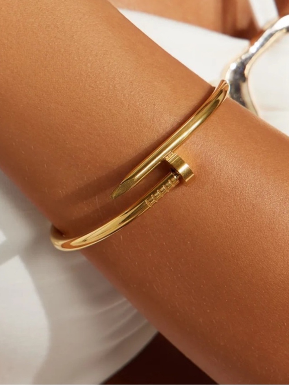 Elegant Gold Nail Bangle Bracelet